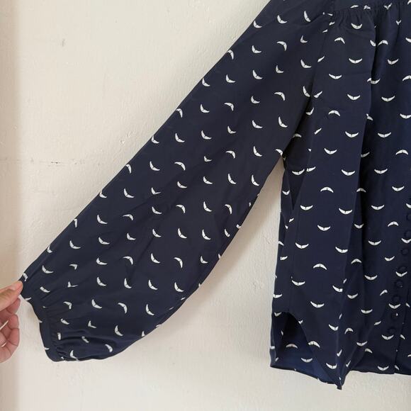 Zadig & Voltaire Womens Silk V-Neck Wing Print Long-Sleeved Blouse Top Small - Picture 9 of 11